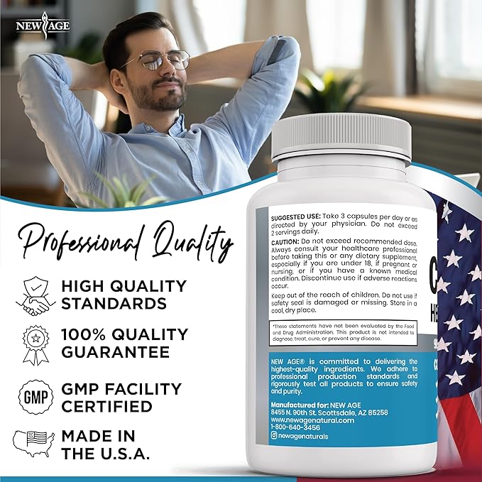 NEW AGE Cortisol Supplement for Women - Cortisol Detox Manager Reducer- Ashwagandha, GABA, 5 HTP, L-Tryptophan, L-Theanine - 90 Count