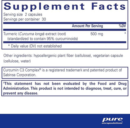 Pure Encapsulations Curcumin - 500 mg - Supports Joint Health & Liver Health - Curcuma Longa Capsule - Non-GMO & Vegan - 60 Capsules