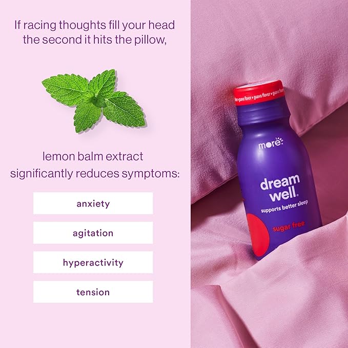 More Labs Dream Well, 5MG Melatonin Holistic Sleep Drink Solution, Non-Habit Forming with 5HTP, Lemon Balm, Jujube Seed, Glycine (Pack of 12)
