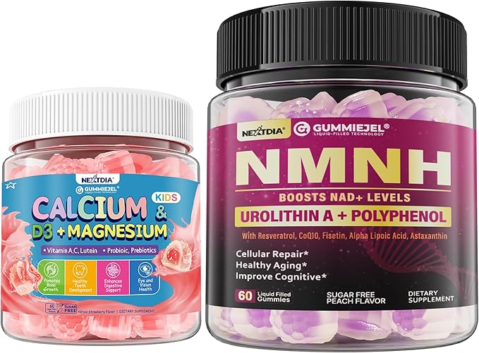 NAD+ Supplement for Women with Urolithin A, Polyphenol Complex, Resveratrol + Kids Calcium Gummies