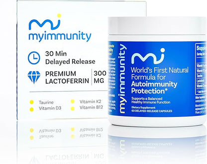 Immune Balance Supplement | Grass-Fed Lactoferrin, Taurine, Vitamins D3, K2 & B12 | 30-Min Delayed-Release | Promotes Gut, Digestive & Overall Wellness | Low Lactose, Made in USA