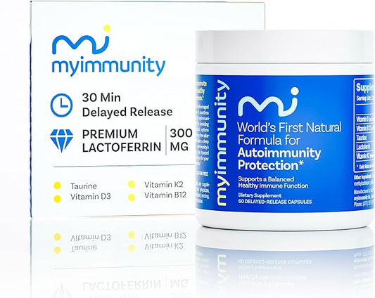 Immune Balance Supplement | Grass-Fed Lactoferrin, Taurine, Vitamins D3, K2 & B12 | 30-Min Delayed-Release | Promotes Gut, Digestive & Overall Wellness | Low Lactose, Made in USA