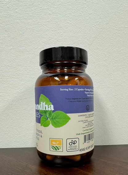 Organic Ashwagandha Capsules - 100 Capsules 500mg Pure Organic Ashwagandha Supplement for Calming Support