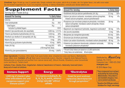 Emergen-C 1000mg Vitamin C Powder, with Antioxidants, B Vitamins and Electrolytes, Vitamin C Supplements for Immune Support, Caffeine Free Fizzy Drink Mix, Strawberry Kiwi Flavor - 30 Count