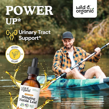 Wild & Organic Stinging Nettle Leaf Extract Drops - Urinary Tract Support - Liquid Stinging Nettle Supplement - Urtica Dioica Tincture - 2-Month Supply - Vegan, Sugar & Alcohol-Free - 2 fl oz