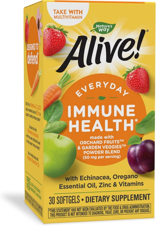 Nature's Way Alive! Everyday Immune Health* with Echinacea & Zinc, Immune Health and General Wellbeing*, 30 Softgels