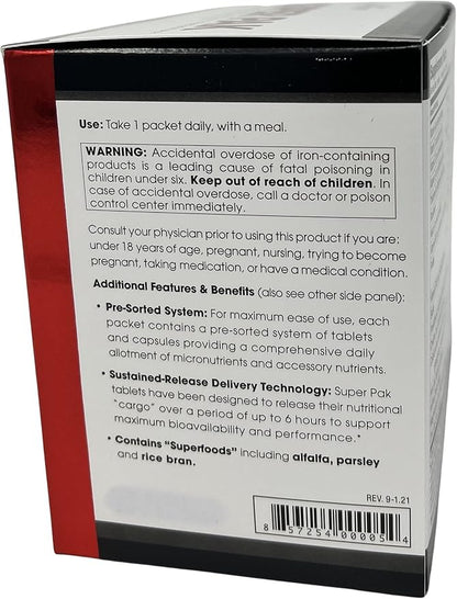 Beverly International Super Pak. 30 Packs. High-Potency Multivitamin, Daily Pack for Energy, Performance, Immune System Health. Custom-formulated for Athletes, Active Men and Women since 1970.