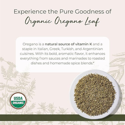 Starwest Botanicals Organic Oregano Dried Leaf - Seasoning Herb for Cooking, Use for Pizza Dishes, Greek, Italian, or Mexican Food, Non-GMO - Bulk 1 lb Bag