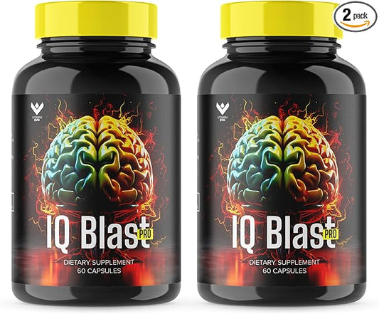 (2 Pack) IQ Blast Pro Supplement, IQ BlastPro Brain Booster Nootropic Capsules Reviews Optimal Cognitive Function, IQ Blast Plus Reduce Brain Fog Health, IQBlastPro Clarity Focus Memory Pills (120 Ct)