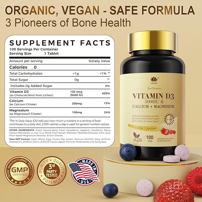 Bundle: Algae Omega 3 Gummies & Fast Dissolve Vitamin D3 5000IU with Calcium & Magnesium