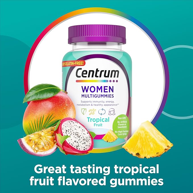 Centrum Women’s Multivitamin Gummies, Immune, Energy, Healthy Appearance Support, 100 Count, 50 Day Supply