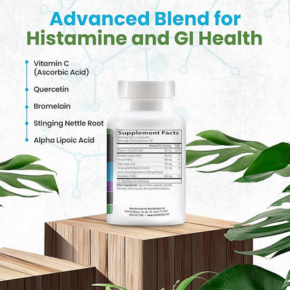 GI Hist Support - Histamine Blocker with Vitamin C, Quercetin, Bromelain & More – Immune Support Supplement to Help Promote Histamine Breakdown & Digestive Comfort - Helps Ease Meal-Related Discomfort