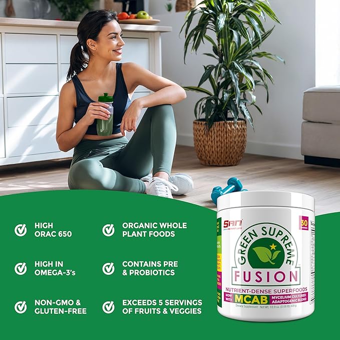 Nutrition’s Green Supreme Fusion Blend Antioxidant: Super Greens Smoothie Mix with Spirulina, Chlorella, Adaptogenic Mushrooms, 30 Servings