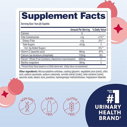 AZO Cranberry Urinary Tract Health Supplement, 1 Serving = 1 Glass of Cranberry Juice, Sugar Free Cranberry Pills, 50 Count