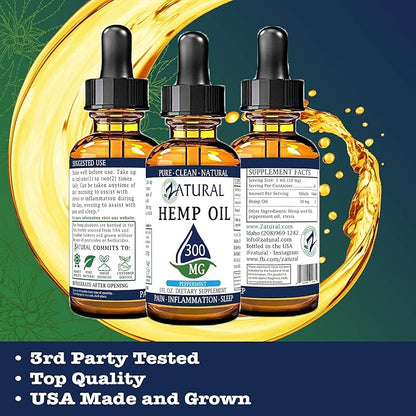 300mg Zatural Hemp Oil Drops: Hemp Seed Oil | Rich in Omega 3 & 6 (300mg Peppermint)