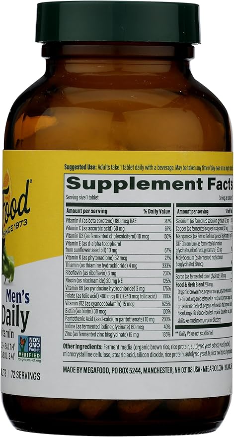 MEGAFOOD Men's One Daily, 72 CT