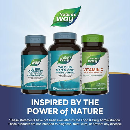 Nature's Way Calcium Magnesium & Zinc Mineral Complex, Supports Bone Health & Muscle Function*, Immune Support*, 250 Capsules (Packaging May Vary)