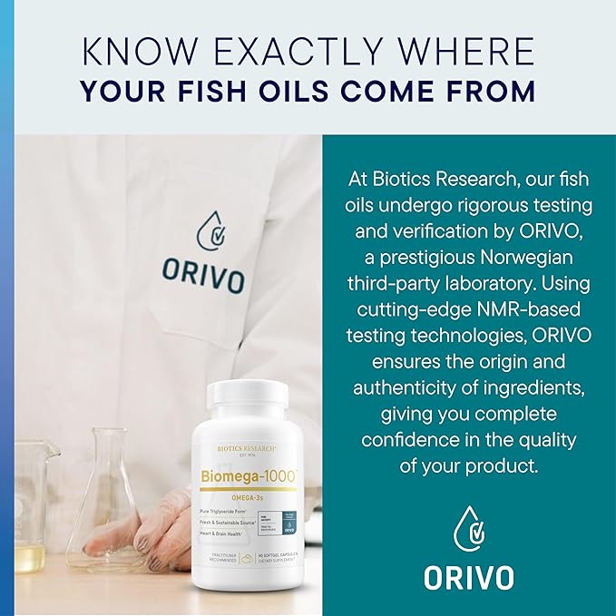 Biotics Research Biomega-1000™ Omega 3 1000mg Fish Oil Supplement with EPA/DHA, Highly Concentrated Fish oil Omega-3 Fatty Acids For Women & Men – Supports Immune & Cardiovascular Health – 90 Softgels