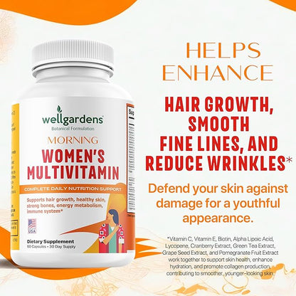 100% Pure Multivitamin for Women + Hair Growth Vitamins - Biotin, Vitamins, Minerals, Antioxidant Complex - Supports Hair Growth, Healthy Skin, Strong Bones, Immune System - Ages 18+ | 60 Capsules