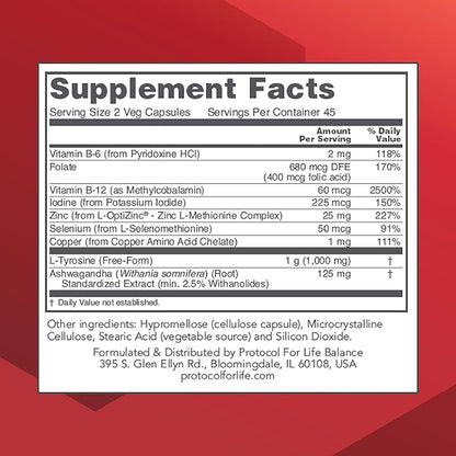 Protocol Ortho Thyroid - Supports Healthy Thyroid Function* - with Ashwagandha, Zinc & Selenium - Non-GMO & Kosher - 90 Veg Capsules