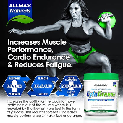 ALLMAX Nutrition - Cytogreens Super Greens Powder, Infused with Spirulina, Spinach & Barley Grass, Supports Immune & Digestive Health, Gluten Free & Vegan, 30 Servings (Acai Berry Green Tea)