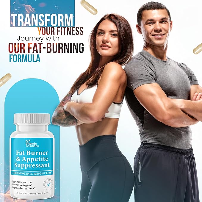 Fat Burner for Women & Men - Appetite Suppressant for Weight Loss - Pills with Chromium, Caffeine & Green Tea Extract - Metabolism Booster Thermogenic Weight Loss - 35 Capsules