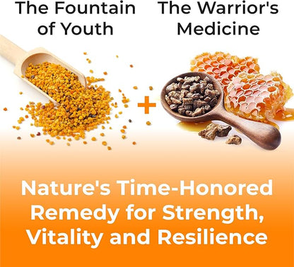 Bee Pollen – 100 Vegetarian Capsules with Propolis - Organic Multivitamin for Men, Women - Fermented Granules - Immune, Energy Support - Non GMO, Pregnancy Friendly