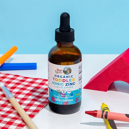 MaryRuth Organics USDA Toddler Liquid Drops | Zinc Sulfate | Immune Support Supplement| Skin Health | Vegan | Formulated for Ages 1-3 | Delicious Berry Flavor | 1 Month Supply | 2 Fl Oz