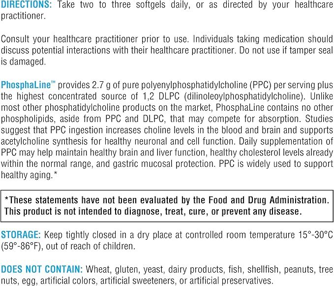 XYMOGEN PhosphaLine - Polyenylphosphatidylcholine Phosphatidyl Choline - Support Liver Health, Cell Membrane Fluidity, Cardiovascular Health (100 Softgels)