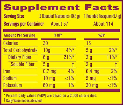 Metamucil, Unflavored Psyllium Husk Powder Fiber Supplement, Plain wih No Added Sweeteners, 4-in-1 Psyllium Husk Fiber Powder for Digestive Health, #1 Doctor Recommended Fiber Brand, 114 teaspoons