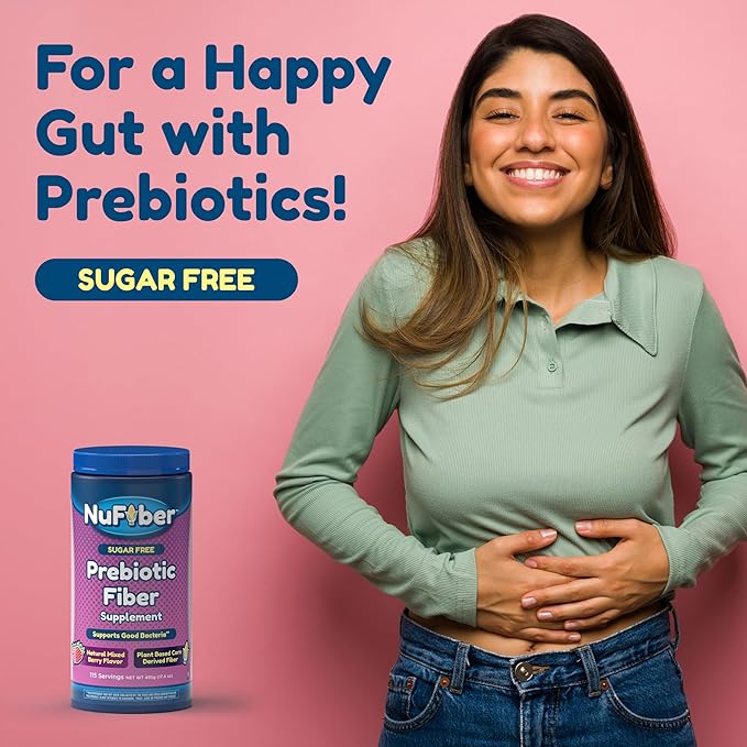 Fiber Supplement, Daily Prebiotic Fiber, 115 Servings, Natural Mixed Berry Flavor, Grit-Free, No Gluten & Sugar, Plant Based Corn Powder to Support Digestive & Gut Health