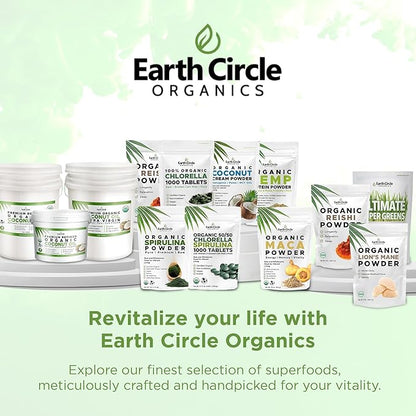 Earth Circle Organics Spirulina Powder, Kosher, Raw and Non-Irradiated | Pure Vegan Protein | Premium Superfood, High in Amino Acids and Antioxidants - 4 Ounce (2 Packs)