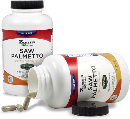 Zenesis Labs Saw Palmetto Extract - 240 Capsules - 500mg/capsule - 200% More Capsules Than Most Competitors