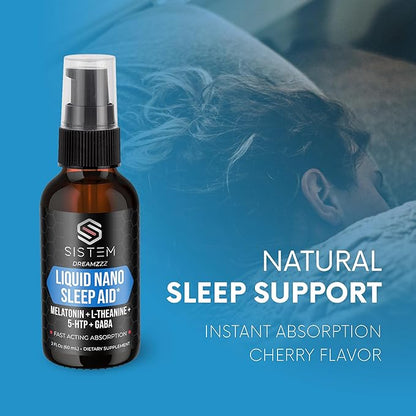Dreamzzz by Sistem - Liquid Nano Sleep Aid Spray with Melatonin, GABA, L-Theanine, 5-HTP Supplement Blend, Promotes Calm, Restful Sleep & Restoration for Adults