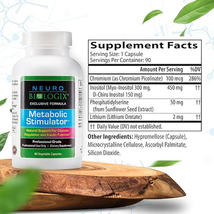 Metabolic Stimulator Metabolism Supplement - Dietary Supplement with D-Chiro Inositol, MyoInositol, Chromium, Phosphatidylserine, & Lithium Orotate for Cellular Energy & Support - 90 Capsules