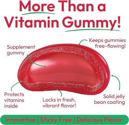 Vitamin D3 Jelly Bean Gummies for Adults, Immunity Support, 2000 IU Vitamin D, Nutritional Vegetarian Supplements, 120 Strawberry Blast Jelly Beans, Kosher