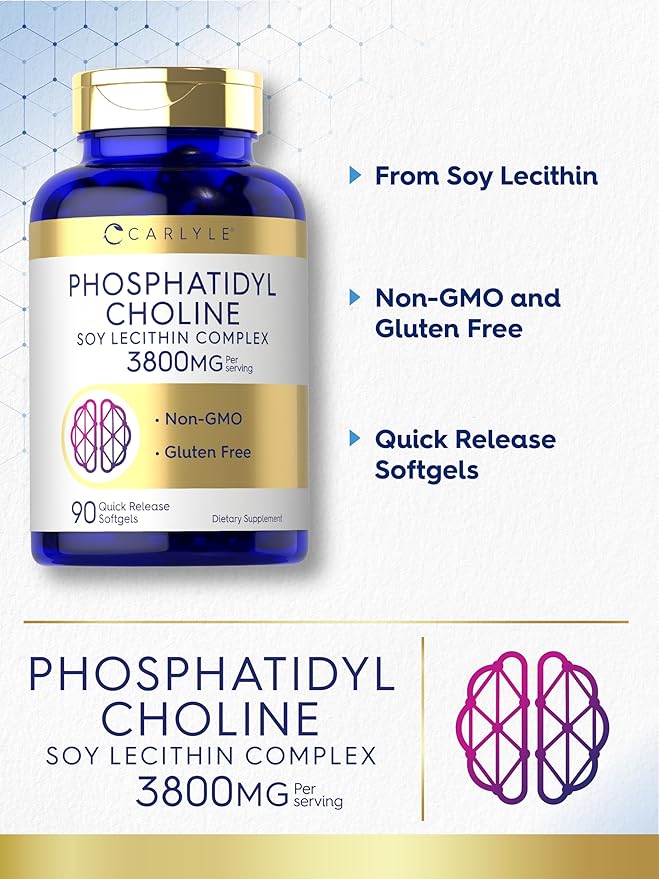Carlyle Phosphatidyl Choline Supplement | 3,800mg | 90 Quick Release Softgels | Non-GMO & Gluten Free