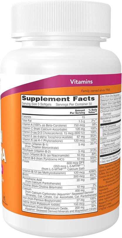 NOW Supplements, Prenatal Gels + DHA with 250 mg DHA per serving, plus Borage Oil (GLA), 90 Softgels