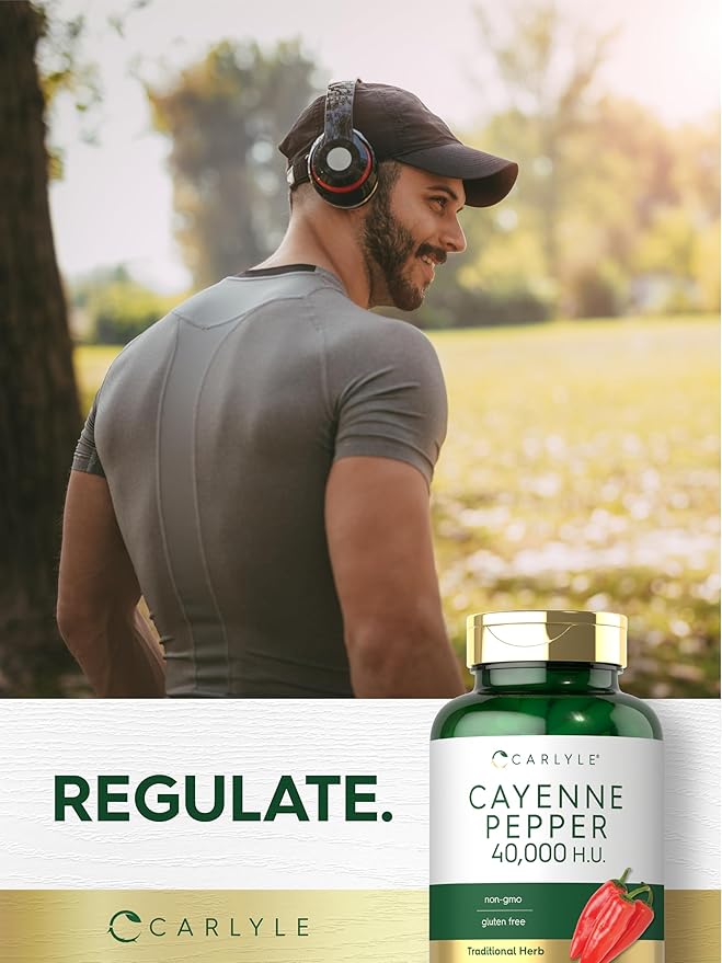Carlyle Cayenne Pepper Capsules | 40,000 HU | Non-GMO and Gluten Free Supplement