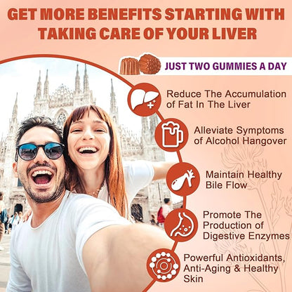 Bundle Ginger Chews Supplement Gummies for Nausea, Stomach Relief & Liver Cleanse Detox & Repair Gummies with Milk Thistle