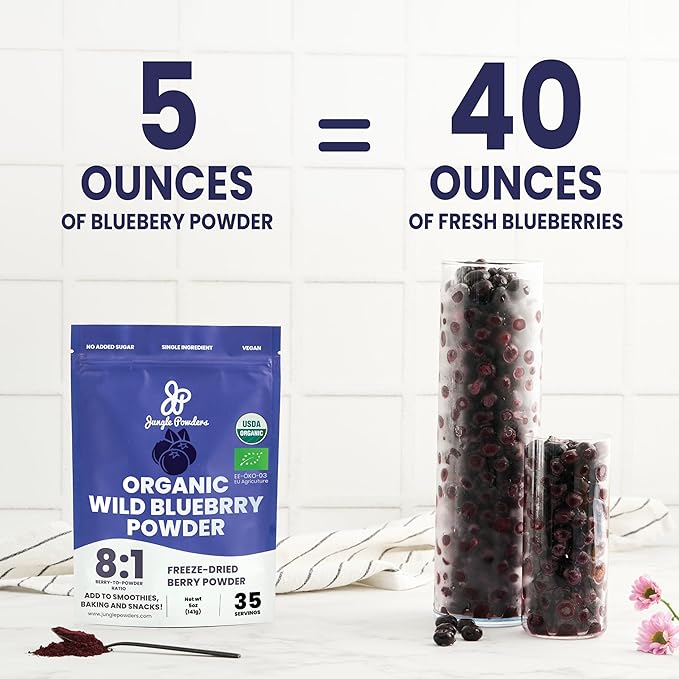 Wild Bilberry Extract Organic Blueberry Powder USDA Organic Raspberry Powder Bundle Blueberries Raspberries Powdered Whole Berry for Baking Bilberry Supplement for Eyes