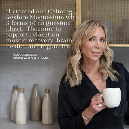 Calming Restore Magnesium Supplement with L Theanine and Magnesium Complex, Gluten Free Powder Drink Mix, Sleep, Calm, Relaxation and Muscle Recovery Support, Tart Pomegranate, 30 Servings