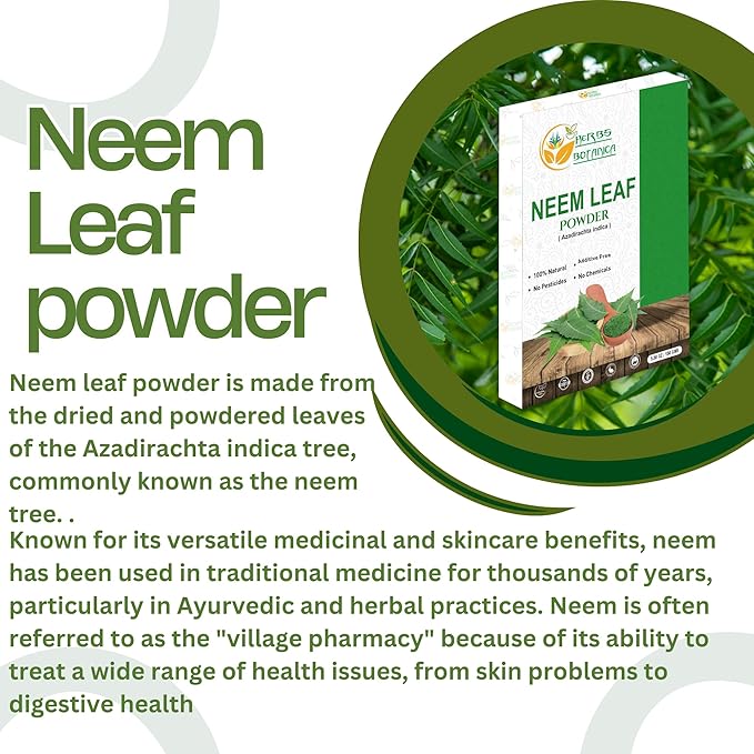 Neem Powder for Hair Growth, Skin Care & Detox Wildcrafted Bitter Neem Leaves Powder for Immune System Support, Digestive Health 5.3 oz