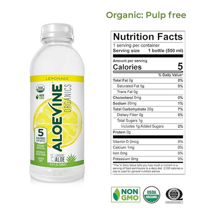 Aloevine Organics Aloe Vera Drink 16.9 oz (Lemonade)