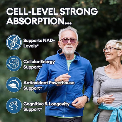 NAD Supplement for Women Men with Urolithin A, Resveratrol, PQQ, Alpha Lipoic Acid, Quercetin | NAD+ Supplement for Anti Aging, Energy, Antioxidant, Metabolism Support, 120 Capsules