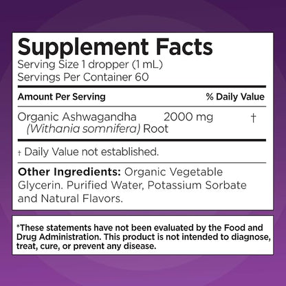 Ashwagandha KSM 66 Drops, 2000mg Natural Berry Flavor - Ashwagandha Supplements for Women, Ksm-66 Ashwaganda Extract for Immune Support, Performance, Heart Health - 60 Servings