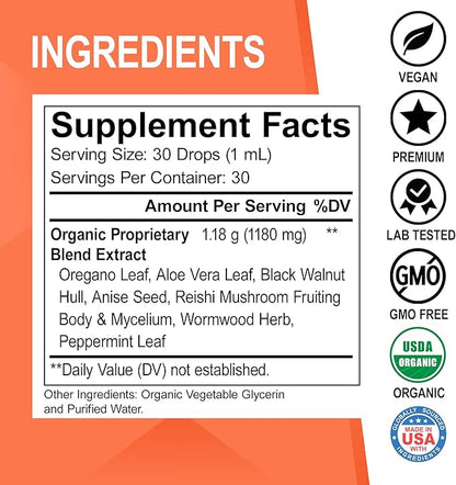 Candida Cleanse Detox for Women & Men - Candi Detox Support Supplement Pills, Anti Overgrowth Gut Balance Probiotic Flora Complex Supplements - Organic Oregano Oil Drops Liquid & Black Walnut Wormwood