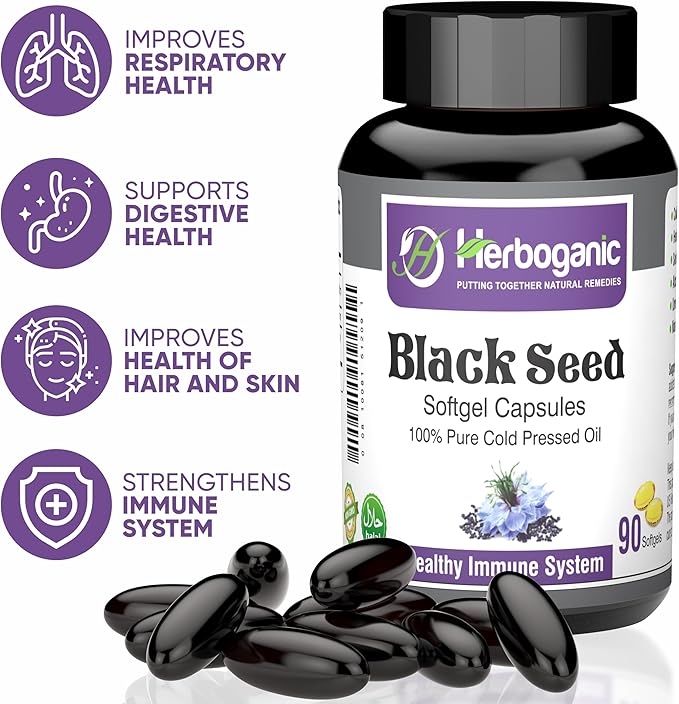 Cold Pressed Black/Seed Oil Softgels Capsules - 90 Count - Blended with Other Herbal Products-Supports Overall Health welness and Immunity (Black-Seed)