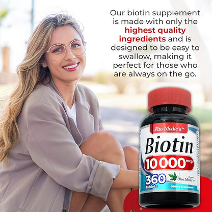 FITO MEDIC'S Lab | biotin 10000mcg |360 tab | biotin | biotin Supplement | biotin Vitamins | biotin Pills | biotina para el Cabello | biotin Tablets | Ultra high Absorption.