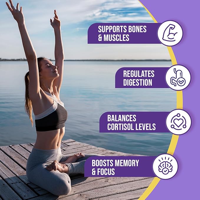 Venture Pal Magnesium Glycinate Powdered Calming Drink Mix with Ashwagandha, Vitamin D, L-Theanine, Lions Mane, Sugar Free Magnesium Supplement Blend for Calm, Relax & Focus, Non GMO, Vegan, 16 Sticks